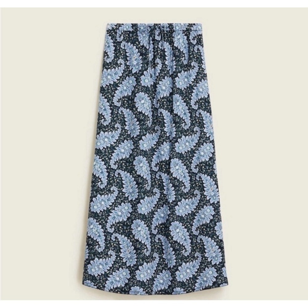 J. Crew Navy and Light Blue Floral Maxi Skirt